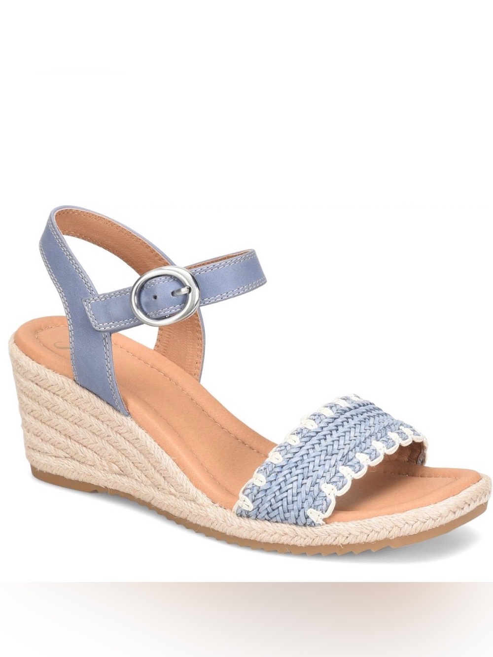 Sofft Light Blue Woven Espadrille Wedge Sandals
